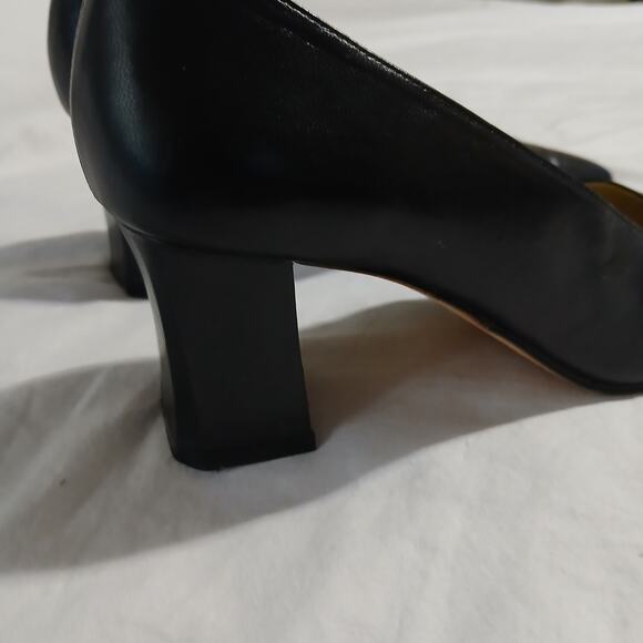 VTG Ann Marino 6 1/2 Black Leather Square-Toe 3" Heel Block Heel Classic - Picture 6 of 14